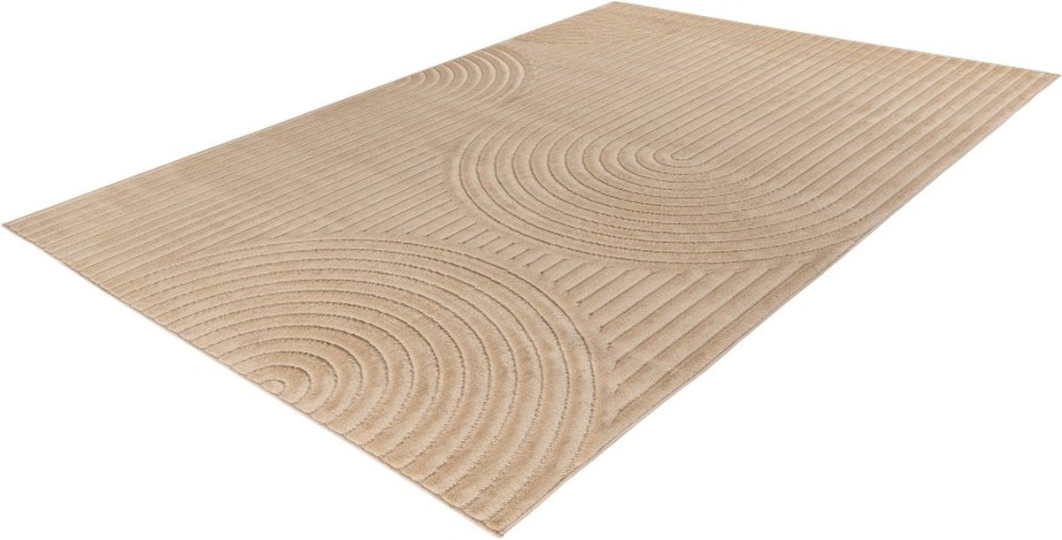 Vloerkleed Japandi beige, zijaanzicht